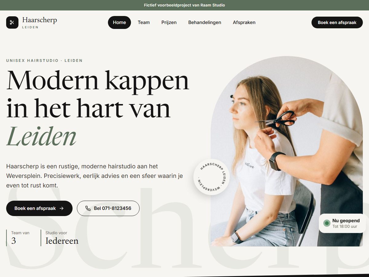 Hoofdpagina van de website van Haarscherp