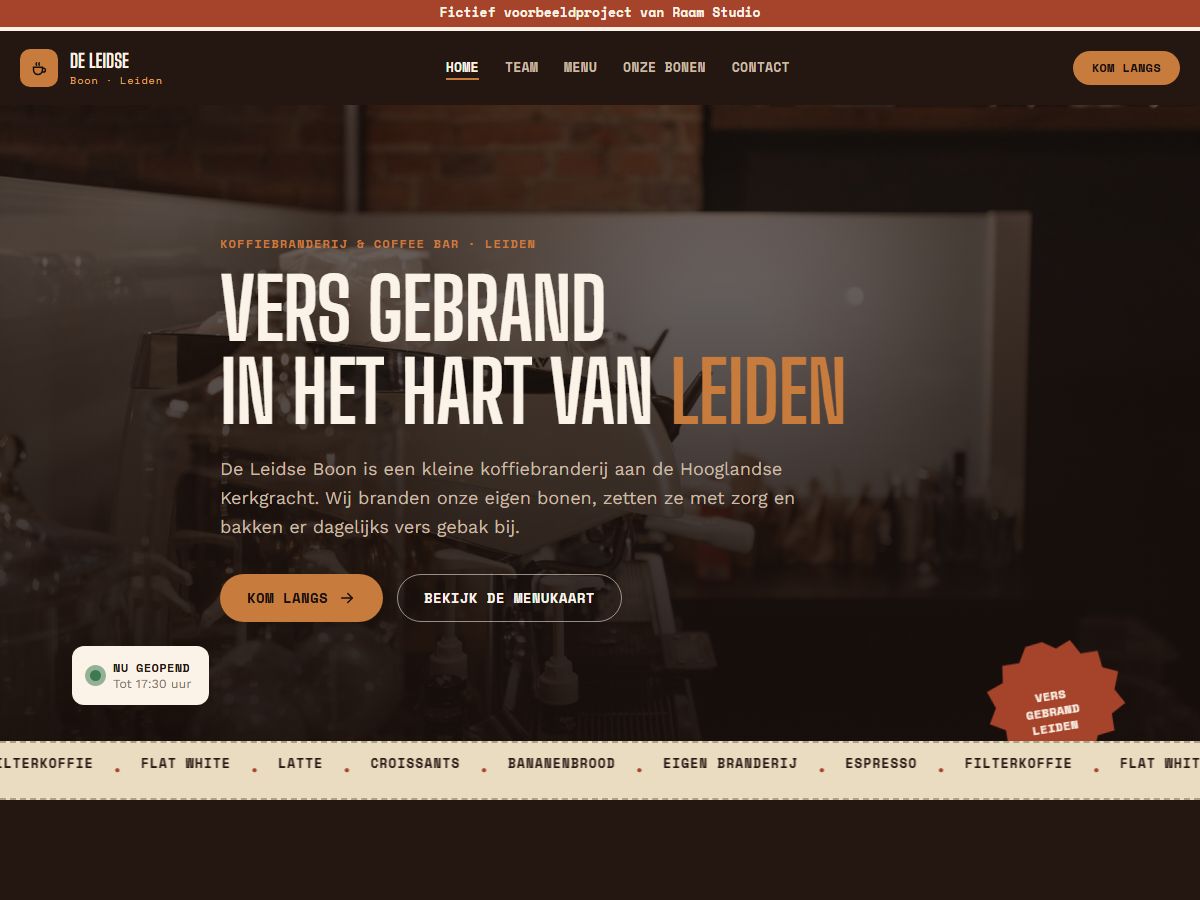 Hoofdpagina van de website van De Leidse Boon